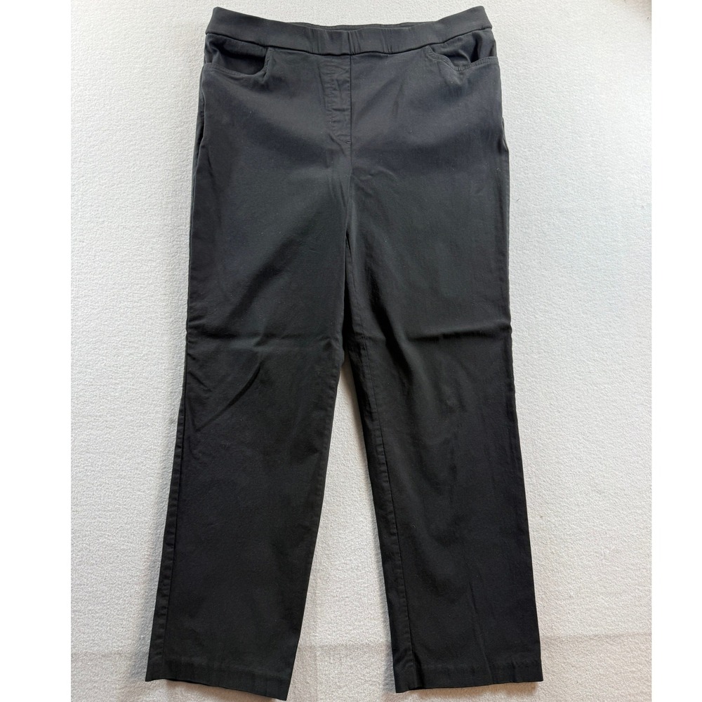 Alfred Dunner Pants Women 16 Black Straight Leg Stretch Pull On 36x27